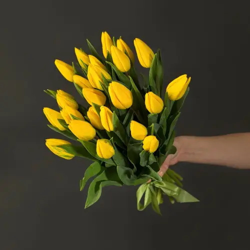 Букет из 25 желтых тюльпанов